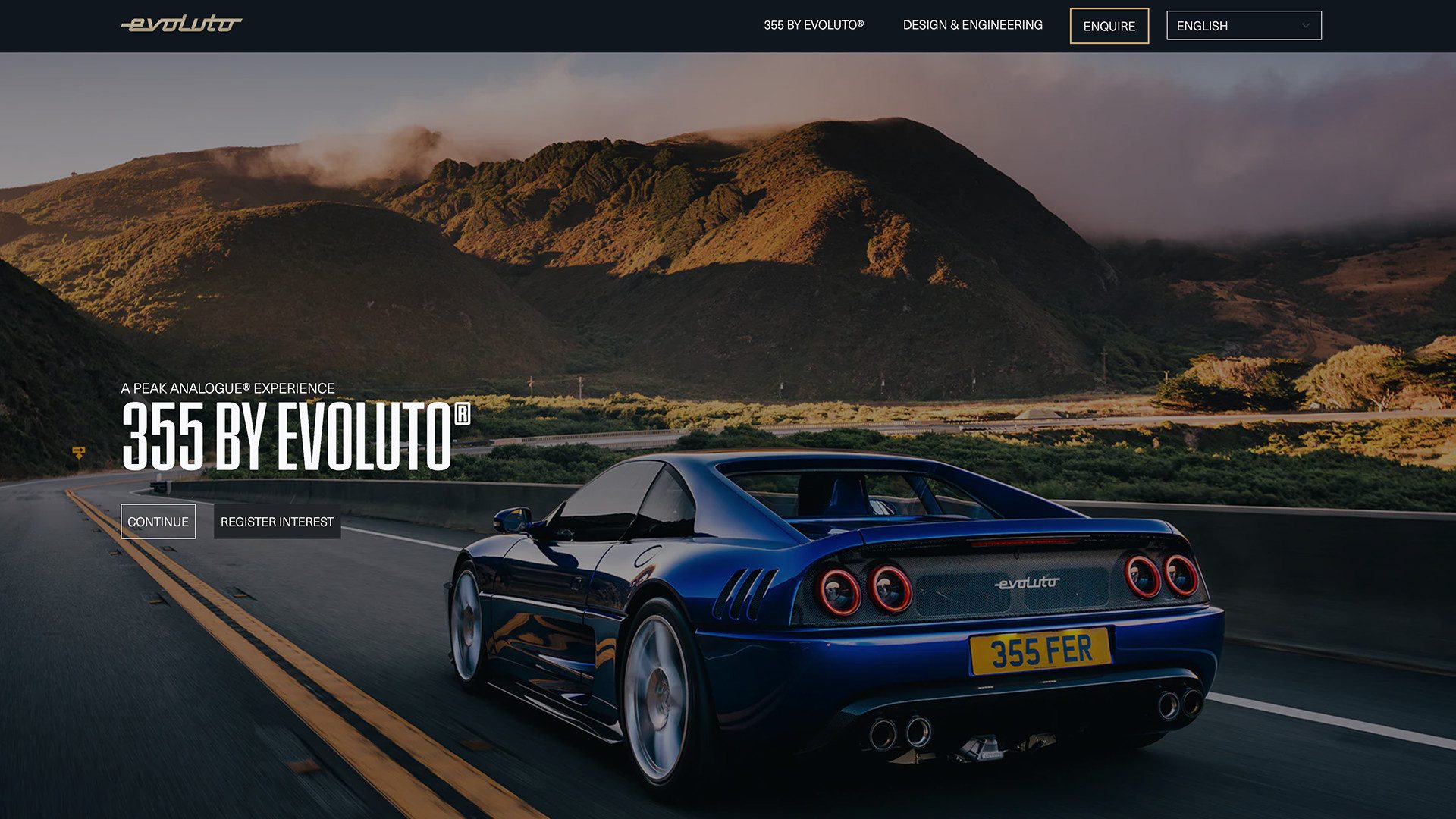 Evoluto 355 Website home page screenshot